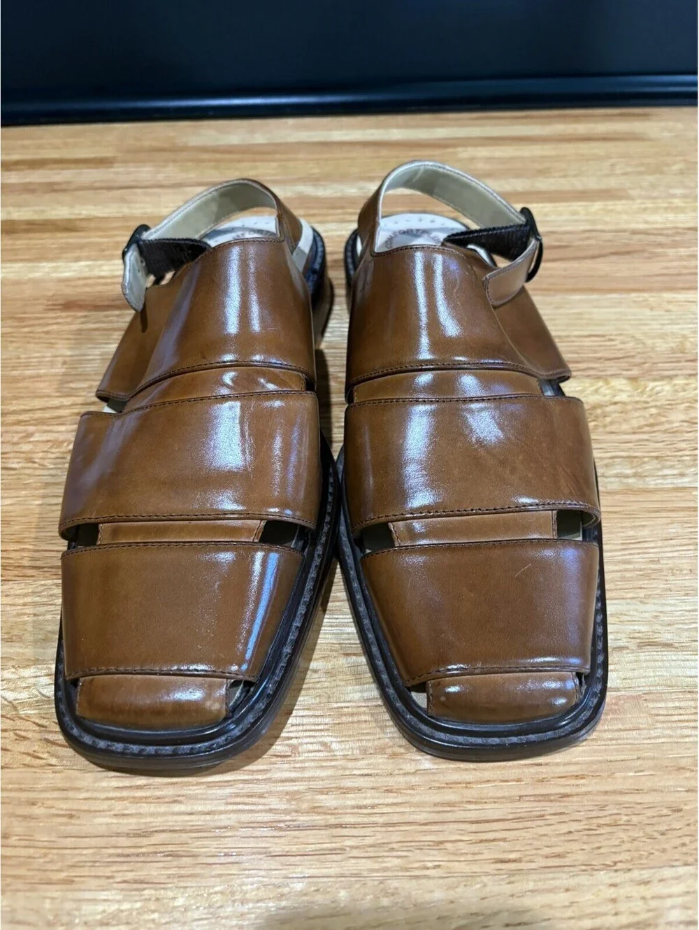 Vintage Stacy Adams Comfort Plus Leather Fisherman Sandals Men's 8.5 M Brazil